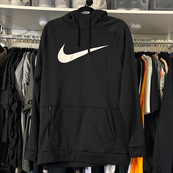 Nike Black Pullover with White Swoosh - Picture 1 of 4